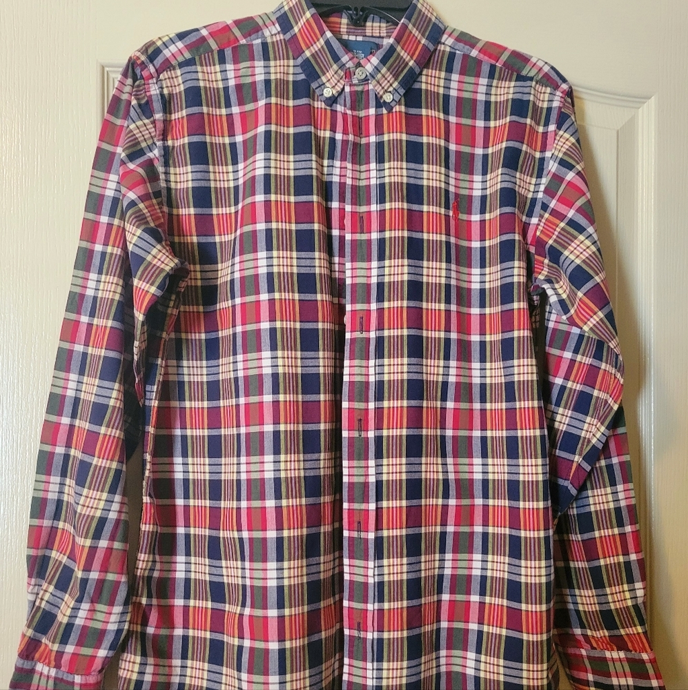 Ralph Lauren Long Sleeve Red Plaid Shirt XL 18-20